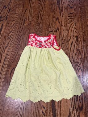 Matilda Jane Yellow Eyelet tunic shirt with Pink Floral Yoke